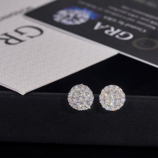 Dazzling HELLOICE Moissanite Earrings - 1.05Ct Round Cut Full Paved in 925 Sterling Silver - Perfect Jewelry Gift!