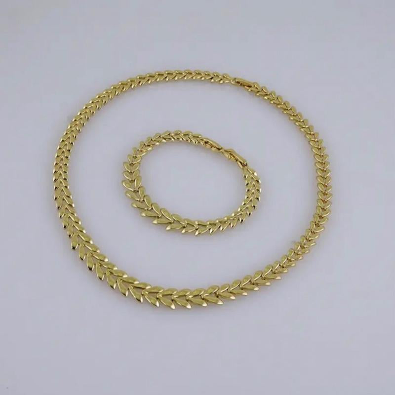 Elegant Gold Tone Choker & Bracelet Set - 14K Real Color, Perfect for Daily Wear