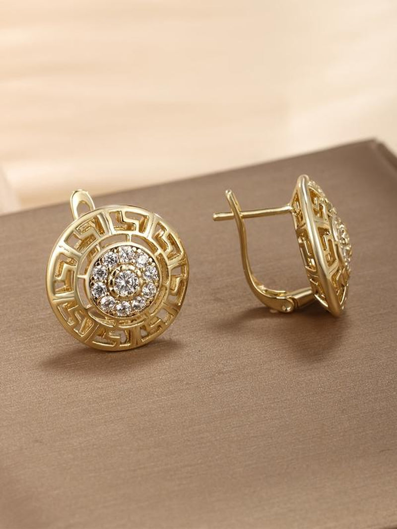 Chic Vintage Round Zirconia Earrings - Perfect for Casual Wear, Holidays & Parties - Sparkle All Year Round!