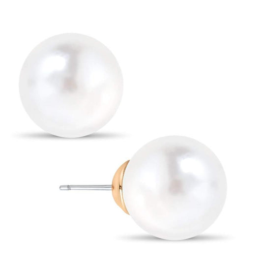Elegant Oversized Simulated Pearl Stud Earrings for Women - Hypoallergenic and Perfect for Any Occasion