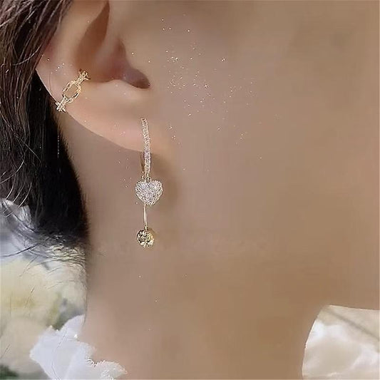Discover the Elegance: Exquisite Light Luxury Zircon Heart Earrings for Women – Chic, Stylish Clip-On Design That Flatters Your Face