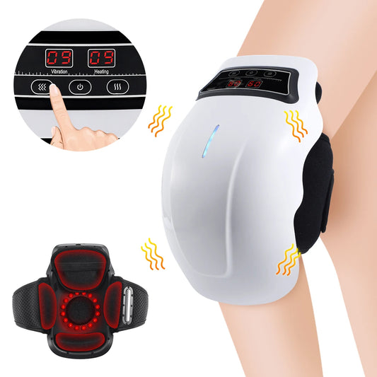 Electric Knee Massage Pad 3 Levels Wireless 3D Airbag Hot Compress Vibration Massager with Red Light Knee Massage Health Care