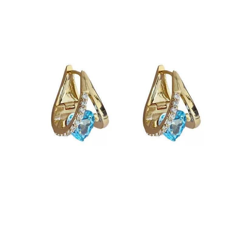 Elevate Your Style with Sweet High-End Geometric Heart Zircon Earrings - A Touch of Korean Retro Minimalism for the Modern Woman