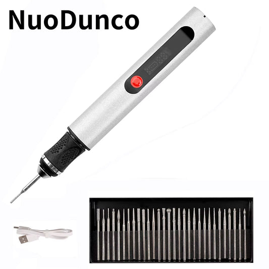 Electric Engraving Pen Set - Mini Rotary Tool for Stone and Wood Carving with 30 Premium Files (USB Charging)