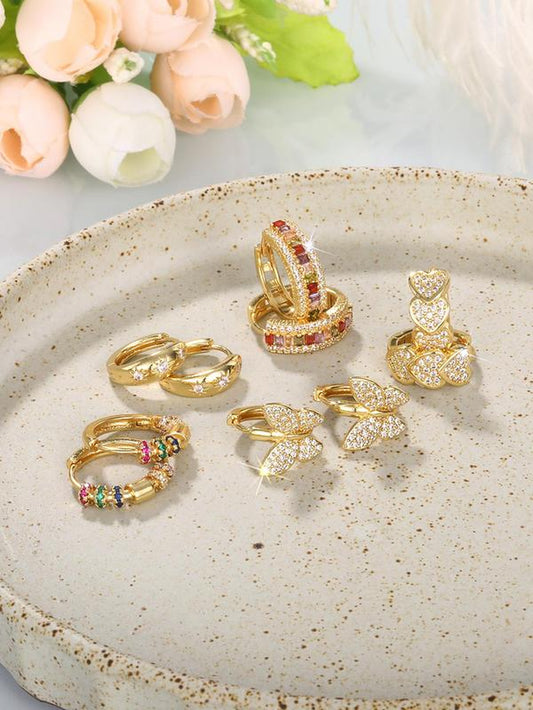 Charming Women's Butterfly & Heart Hoop Earrings - Exquisite Fashion Jewelry for Parties and Everyday Wear