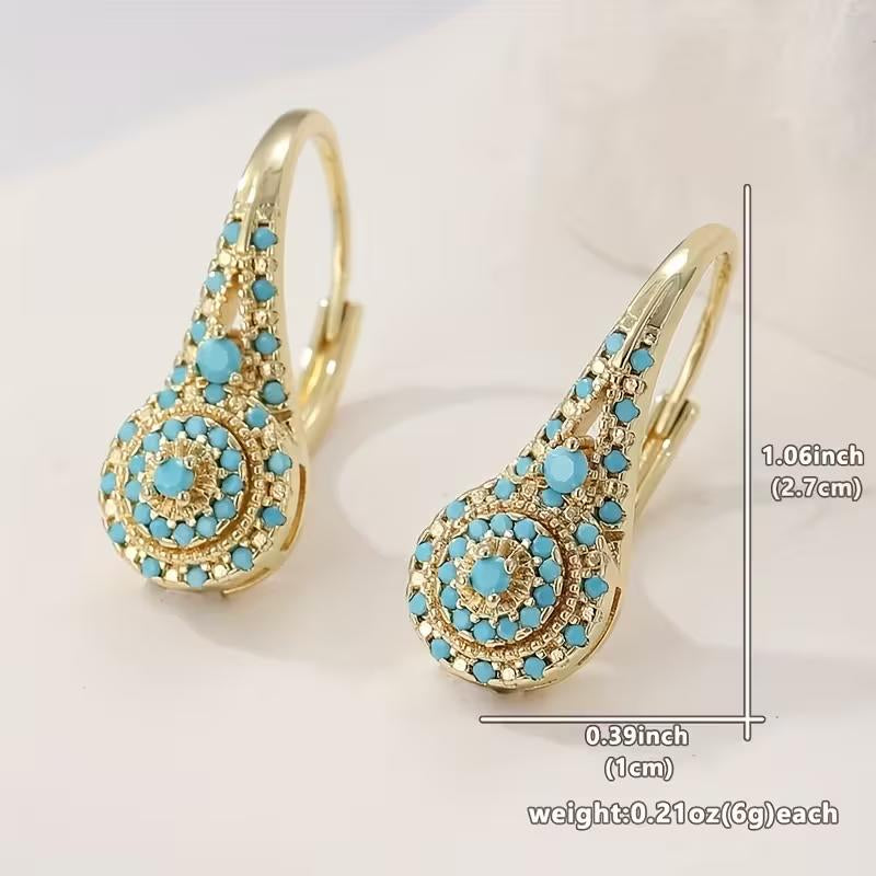 Stunning Women's Synthetic Turquoise Teardrop Dangle Earrings - KC Golden Plated Statement Jewelry for Any Occasion
