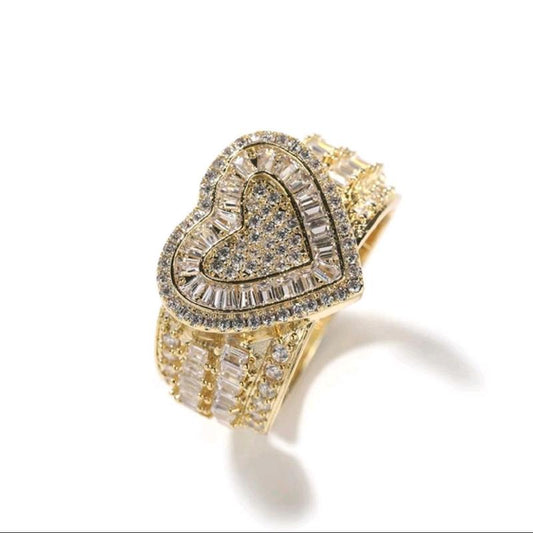 Exquisite Gold-Plated Heart Ring - Adjustable Princessa Design