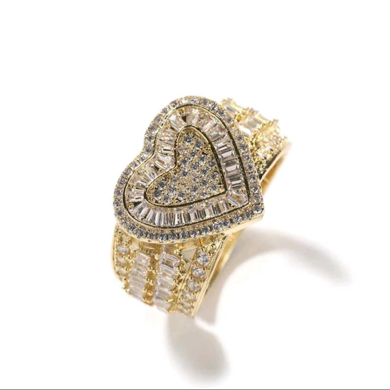 Exquisite Gold-Plated Heart Ring - Adjustable Princessa Design
