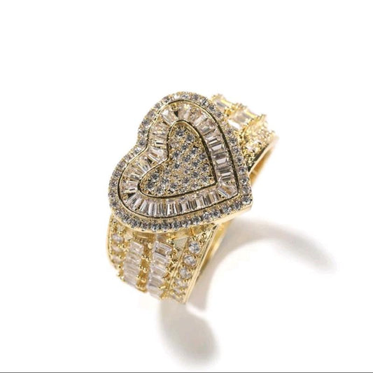 Exquisite Gold-Plated Heart Ring - Adjustable Princessa Design
