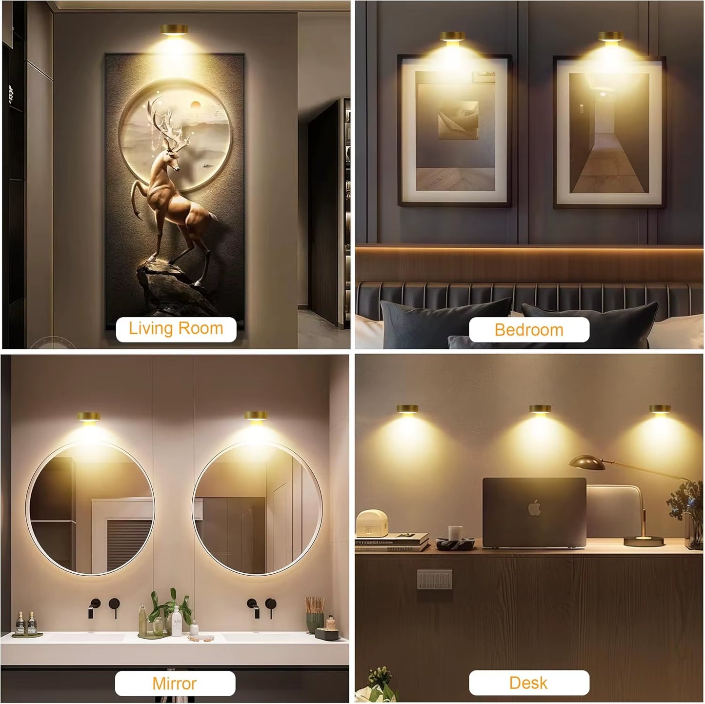 Picture Lights for Wall Rechargeable Magnetic Poster Lights Remote Dimmable Timer Painting Light Wall Decor Light Painting Light