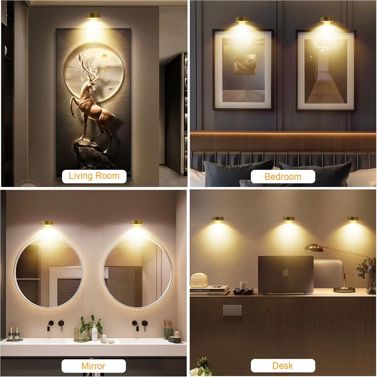 Picture Lights for Wall Rechargeable Magnetic Poster Lights Remote Dimmable Timer Painting Light Wall Decor Light Painting Light