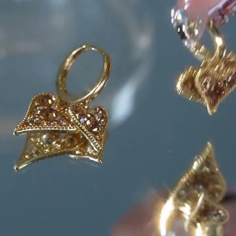 New Gold Double-Heart Earrings for Women, Trendy Layered Design, Elegant and Versatile Style DZEH4657