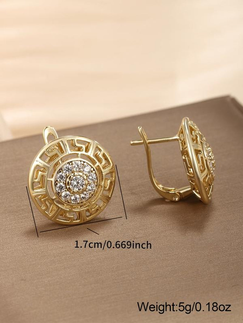 Chic Vintage Round Zirconia Earrings - Perfect for Casual Wear, Holidays & Parties - Sparkle All Year Round!