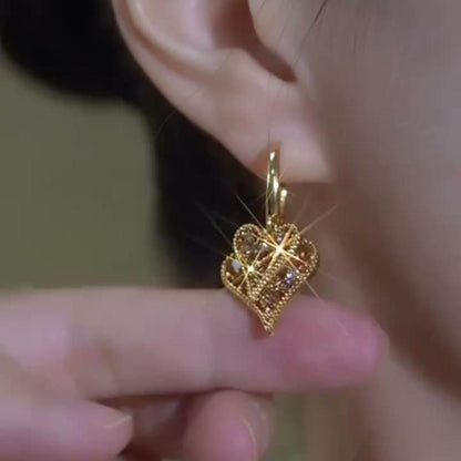 New Gold Double-Heart Earrings for Women, Trendy Layered Design, Elegant and Versatile Style DZEH4657