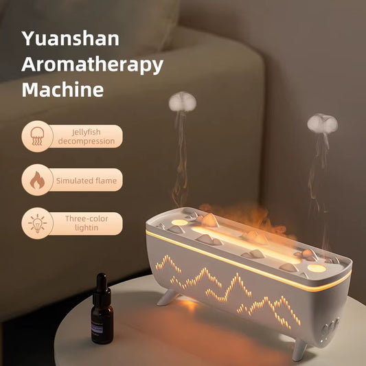 Dual Nozzles Aroma Diffuser Electric Air Humidifier for Home Flame Light Jellyfish Aromatherapy Machine Essential Oil Diffusers