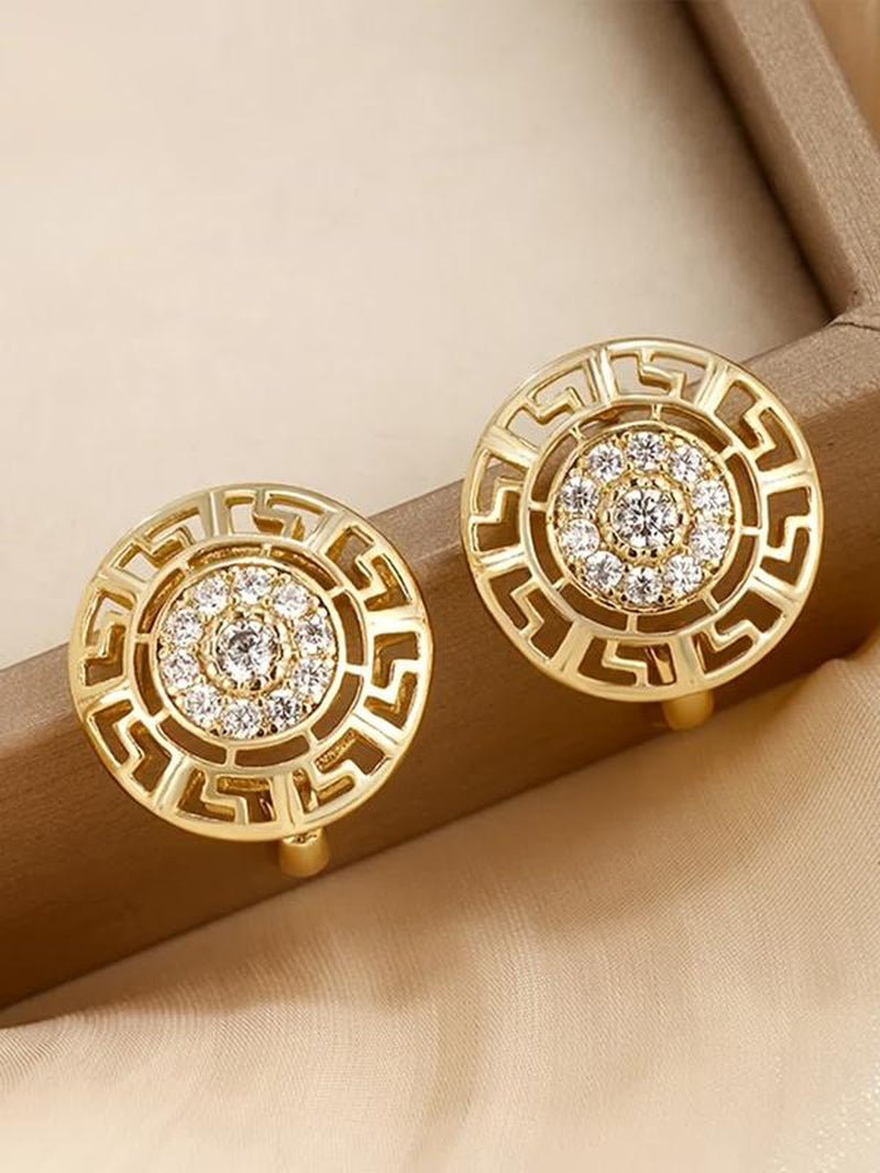 Chic Vintage Round Zirconia Earrings - Perfect for Casual Wear, Holidays & Parties - Sparkle All Year Round!