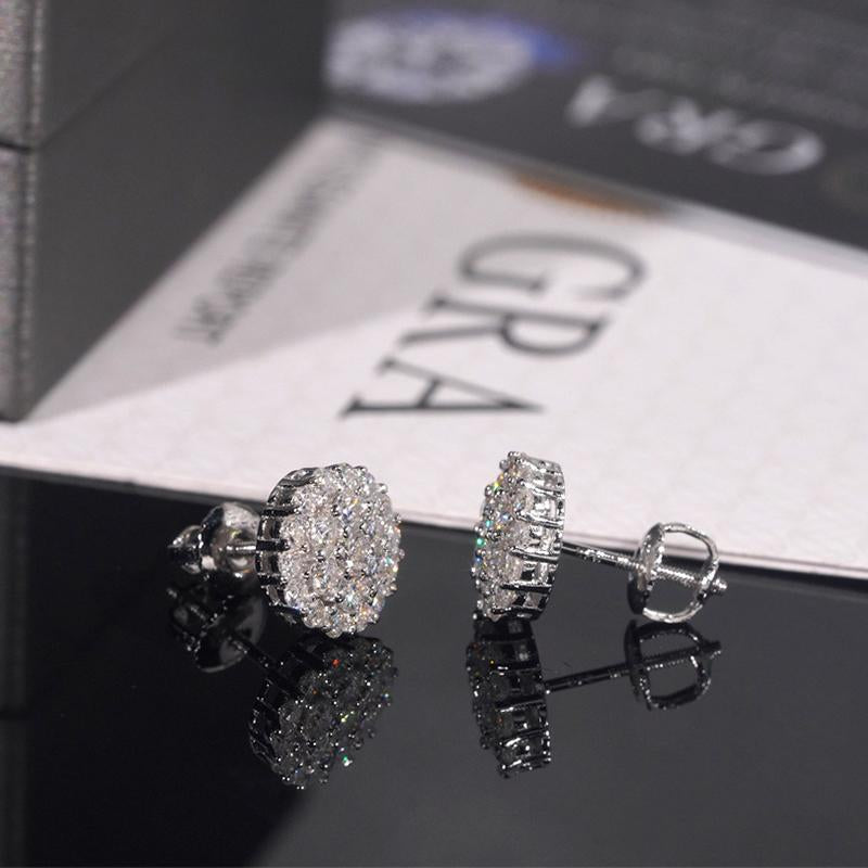Dazzling HELLOICE Moissanite Earrings - 1.05Ct Round Cut Full Paved in 925 Sterling Silver - Perfect Jewelry Gift!