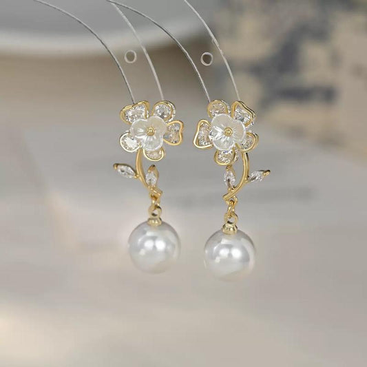 Charming Little Flower Pearl Earrings for Women - Mori Style Fairy Ear Accessories for a Gentle Touch of Elegance