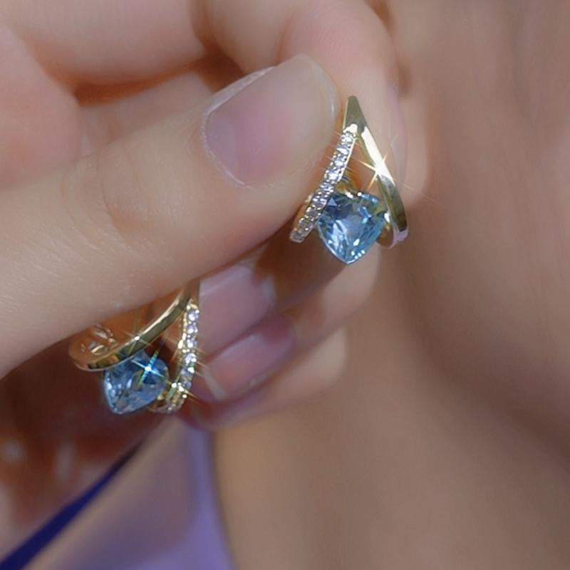 Elevate Your Style with Sweet High-End Geometric Heart Zircon Earrings - A Touch of Korean Retro Minimalism for the Modern Woman