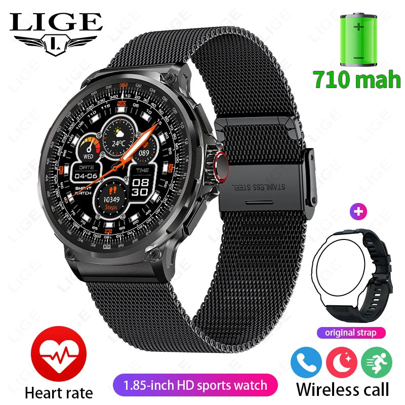 2025 New Military 710Mah Big Battery Smartwatch Men 1.85" Ultra HD Bluetooth Call Blood Pressure Blood Oxygen Smart Watch