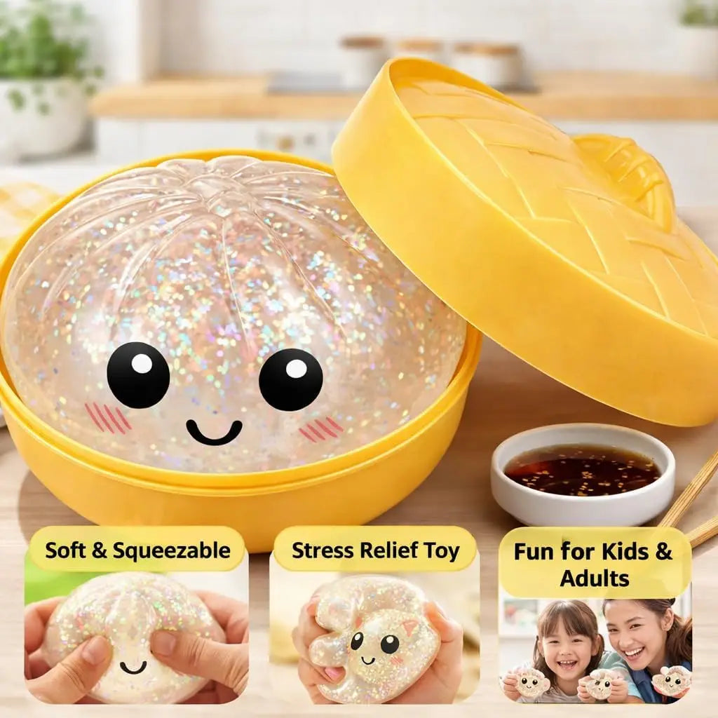 Glitter Dumpling, Glitter Dumpling Squishy Box Dumplings Squishy Anxiety Relief Fidget Soft Squeeze Decompression Dough