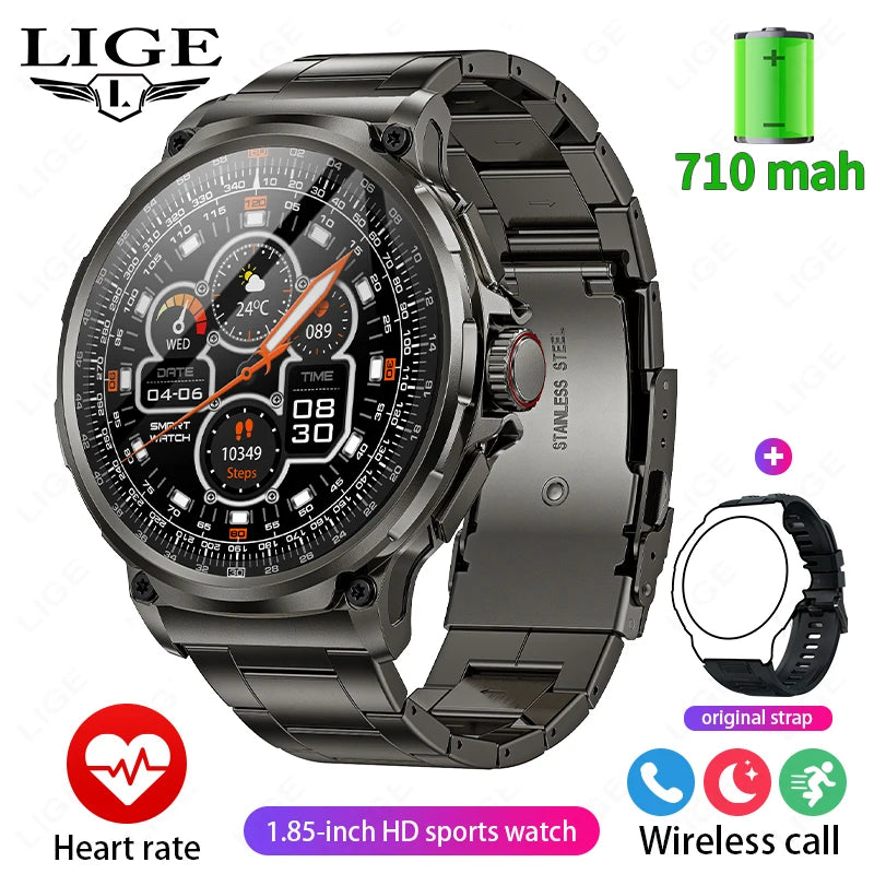 2025 New Military 710Mah Big Battery Smartwatch Men 1.85" Ultra HD Bluetooth Call Blood Pressure Blood Oxygen Smart Watch