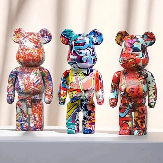 Stylish 27Cm Graffiti Bear Figurine – Unique Home Decor Animal Sculpture and Money Jar for Modern Spaces