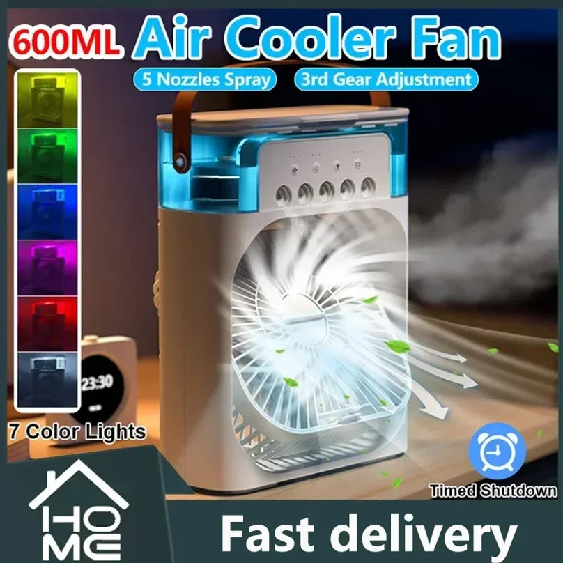 Portable Humidifier Fan Air Conditioner Household Small Air Cooler Hydrocooling Portable Air Adjustment for Office 3 Speed Fan