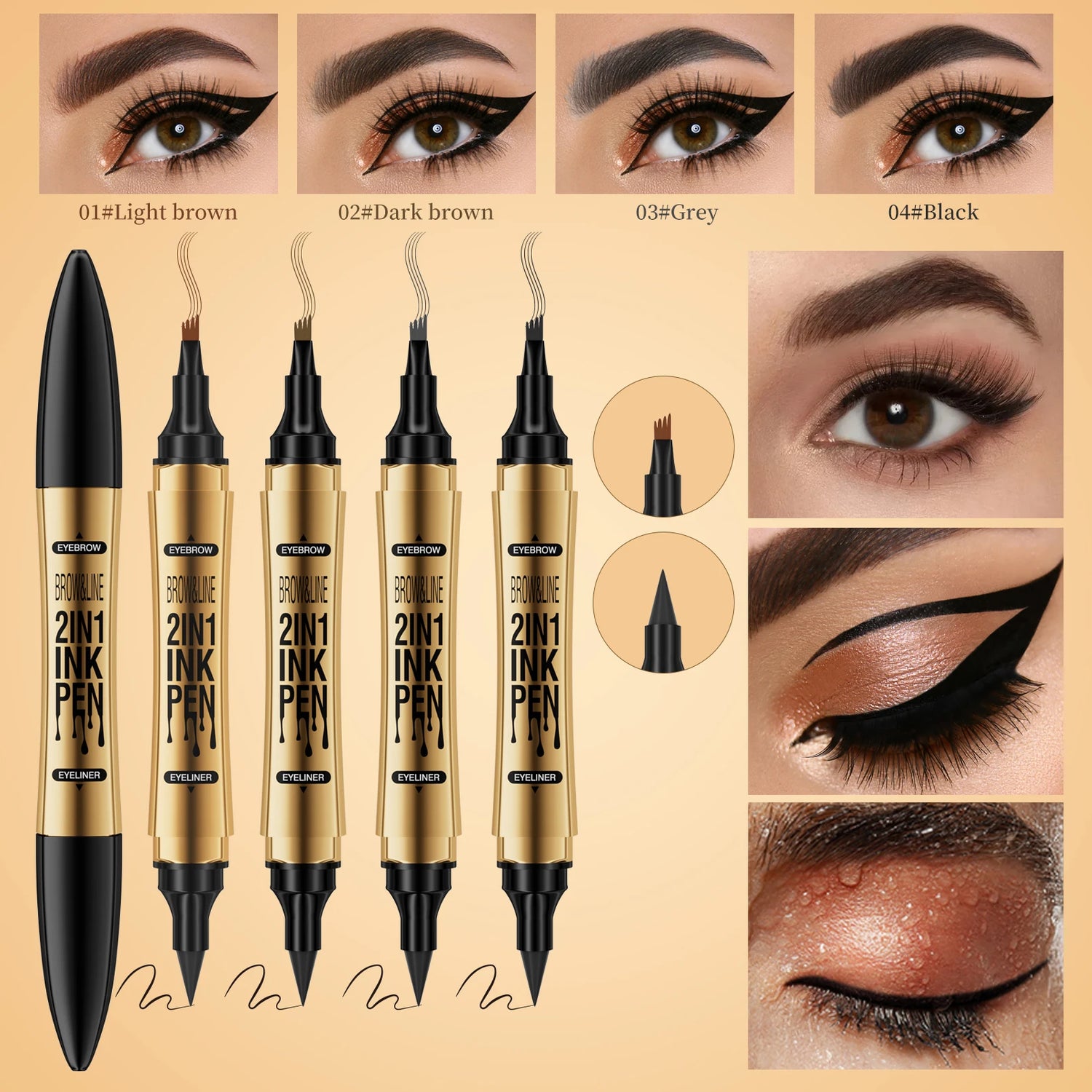 Achieve Flawless Brows with Our Waterproof 4 Point Eyebrow Pencil - Long Lasting Liquid Eyebrow Pen in Black