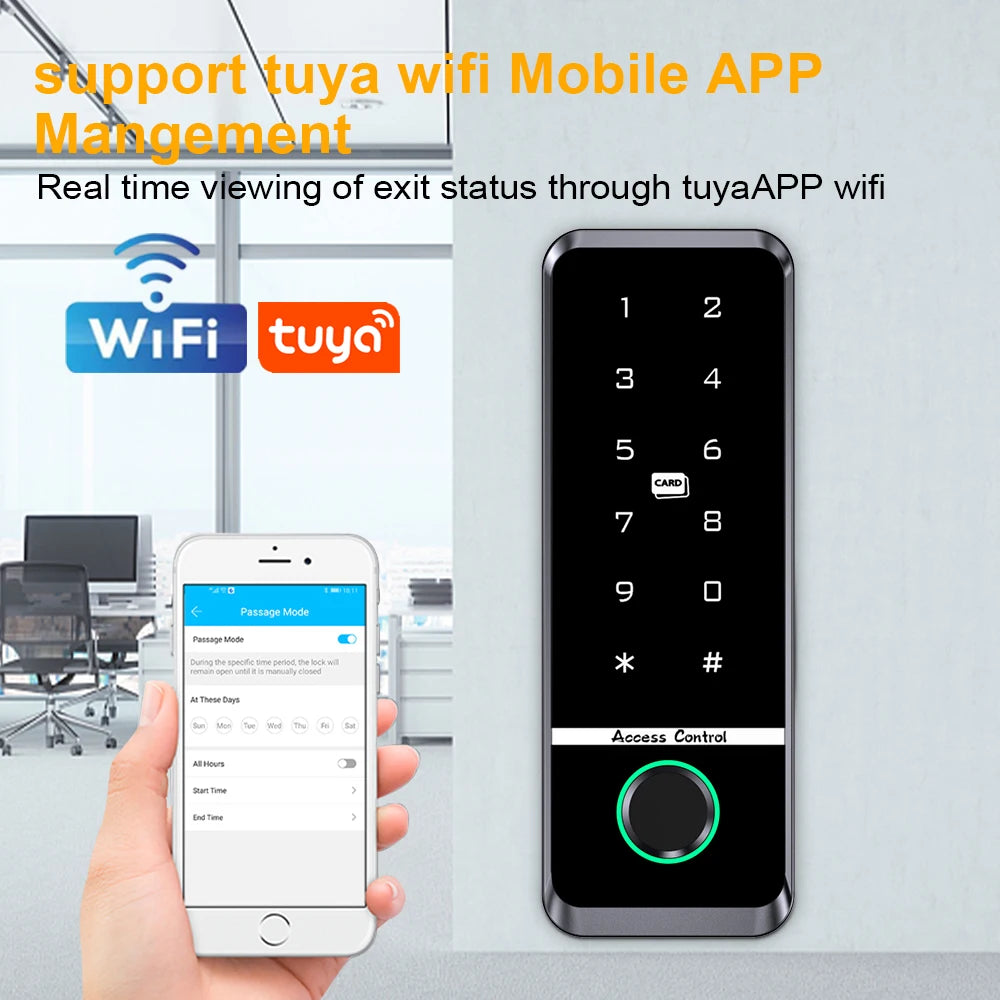Tuya Smart Door Lock Fingerprint Access Control Home Security Electronic Gate Opener RFID Keypad Biometric Digit Magnetic Reader