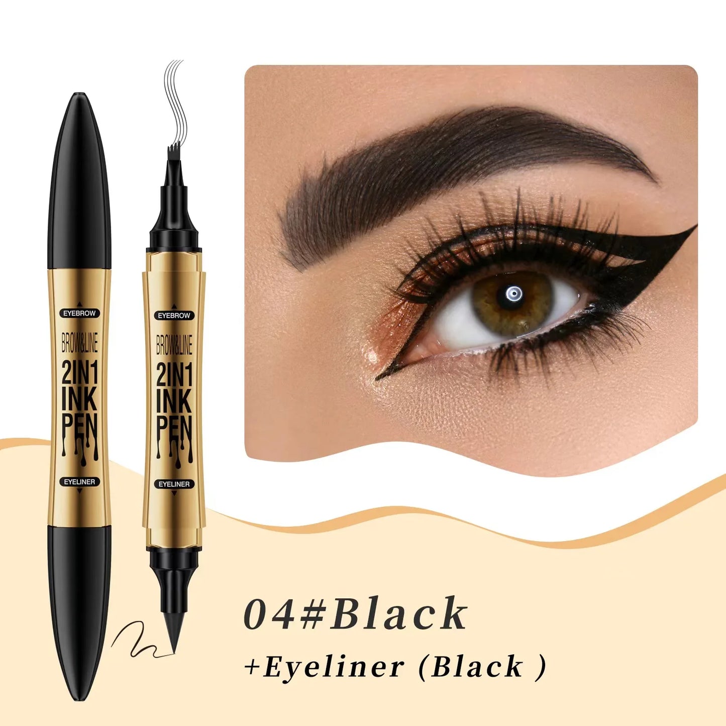 Achieve Flawless Brows with Our Waterproof 4 Point Eyebrow Pencil - Long Lasting Liquid Eyebrow Pen in Black