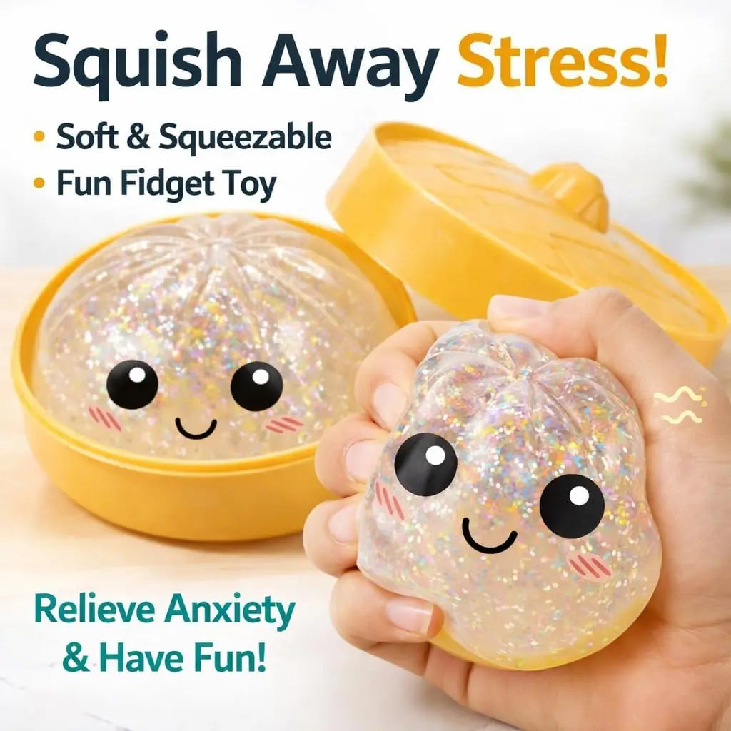 Glitter Dumpling, Glitter Dumpling Squishy Box Dumplings Squishy Anxiety Relief Fidget Soft Squeeze Decompression Dough