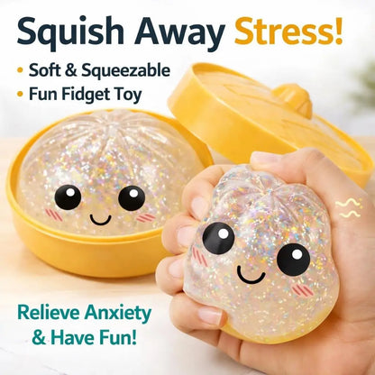 Glitter Dumpling, Glitter Dumpling Squishy Box Dumplings Squishy Anxiety Relief Fidget Soft Squeeze Decompression Dough