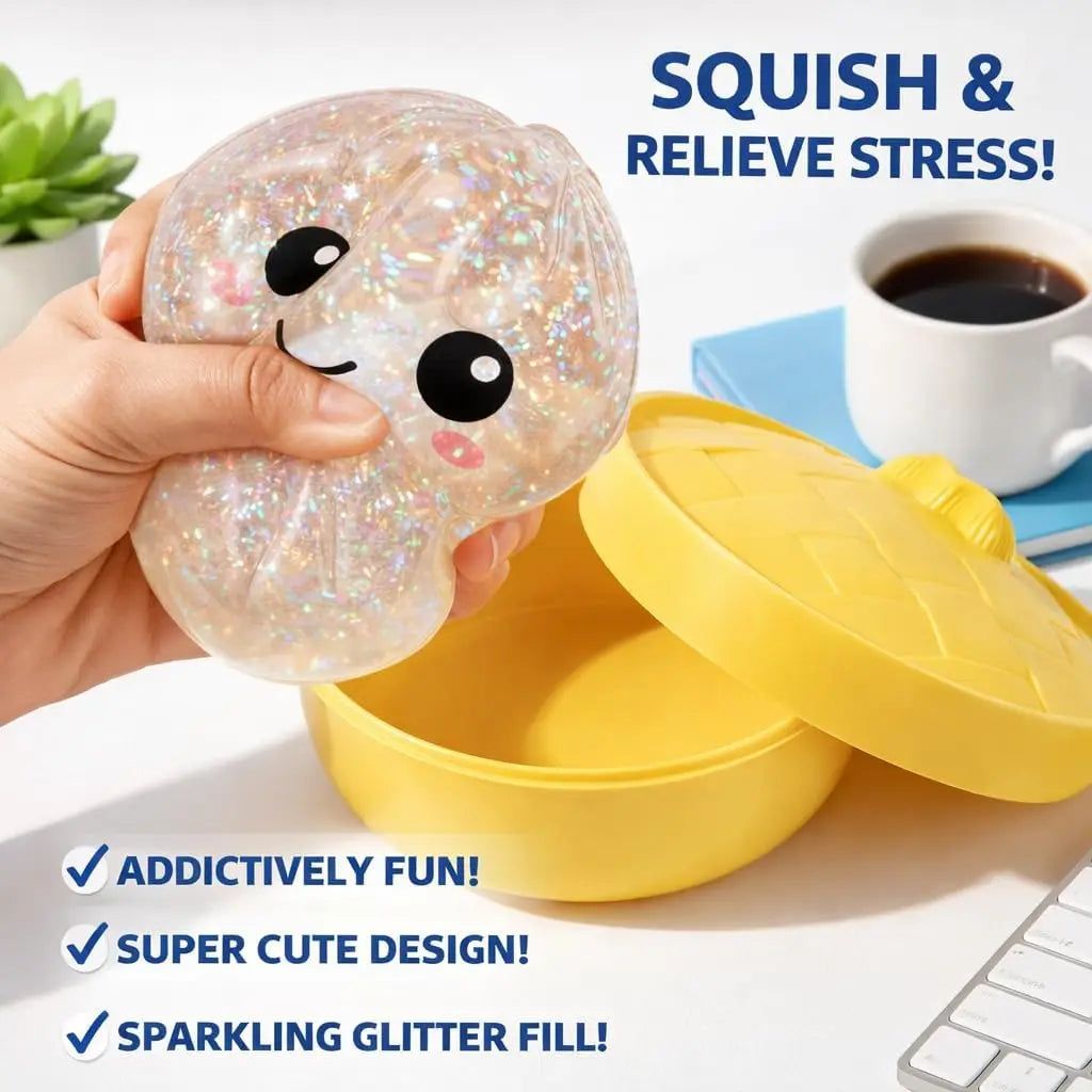 Glitter Dumpling, Glitter Dumpling Squishy Box Dumplings Squishy Anxiety Relief Fidget Soft Squeeze Decompression Dough