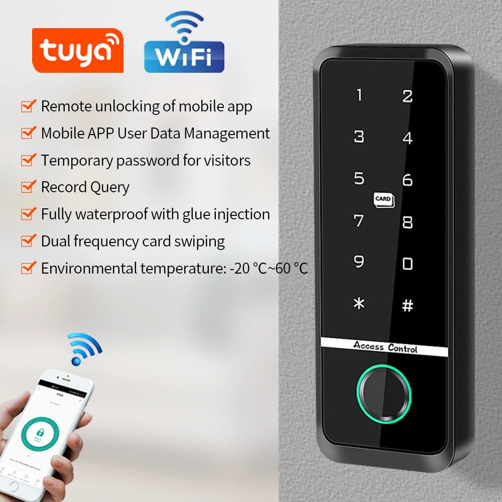 Tuya Smart Door Lock Fingerprint Access Control Home Security Electronic Gate Opener RFID Keypad Biometric Digit Magnetic Reader