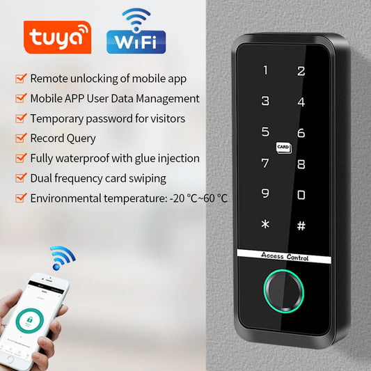 Tuya Smart Door Lock Fingerprint Access Control Home Security Electronic Gate Opener RFID Keypad Biometric Digit Magnetic Reader