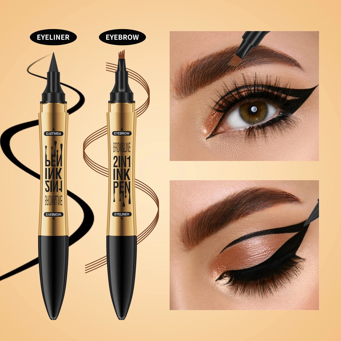 Achieve Flawless Brows with Our Waterproof 4 Point Eyebrow Pencil - Long Lasting Liquid Eyebrow Pen in Black