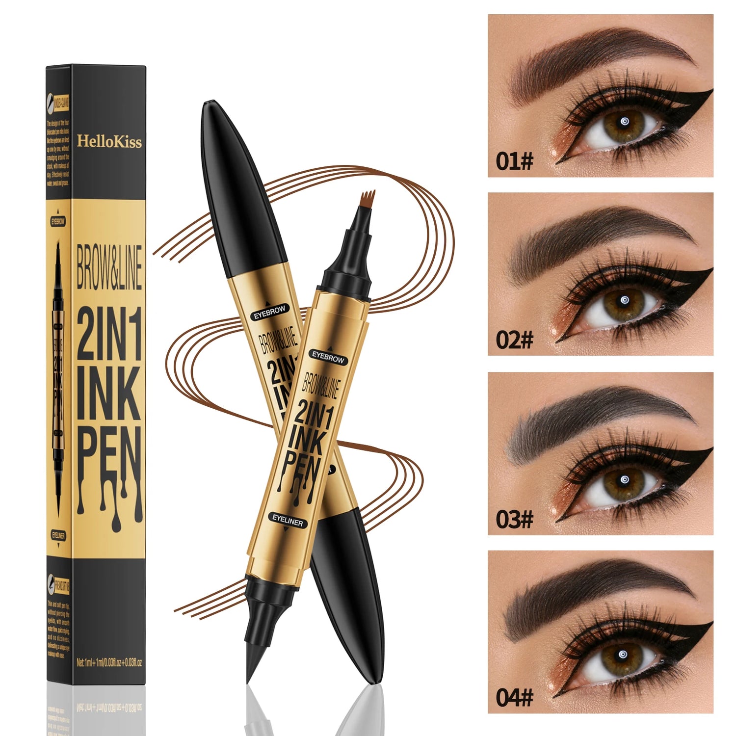 Achieve Flawless Brows with Our Waterproof 4 Point Eyebrow Pencil - Long Lasting Liquid Eyebrow Pen in Black