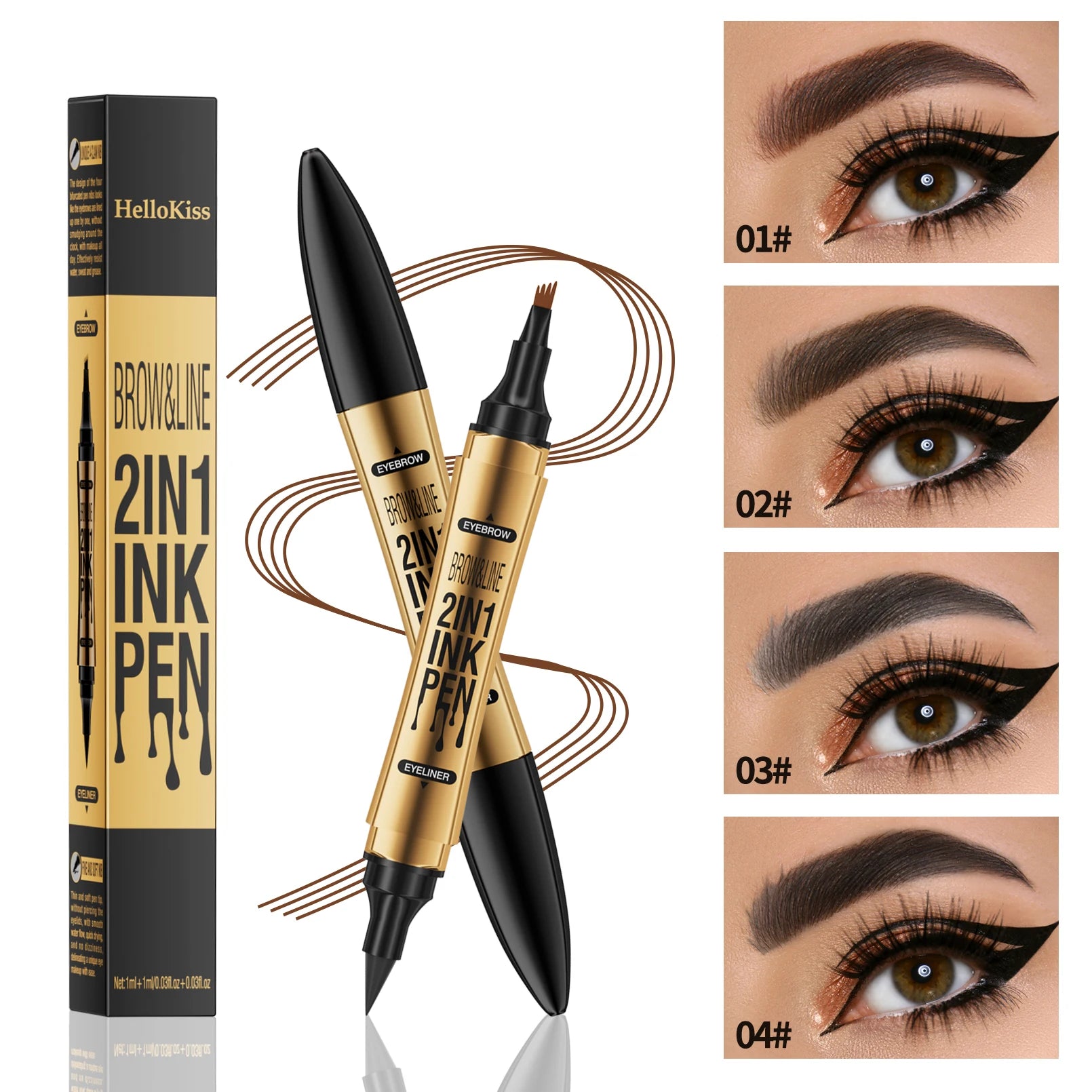 Achieve Flawless Brows with Our Waterproof 4 Point Eyebrow Pencil - Long Lasting Liquid Eyebrow Pen in Black