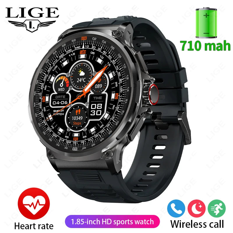 2025 New Military 710Mah Big Battery Smartwatch Men 1.85" Ultra HD Bluetooth Call Blood Pressure Blood Oxygen Smart Watch