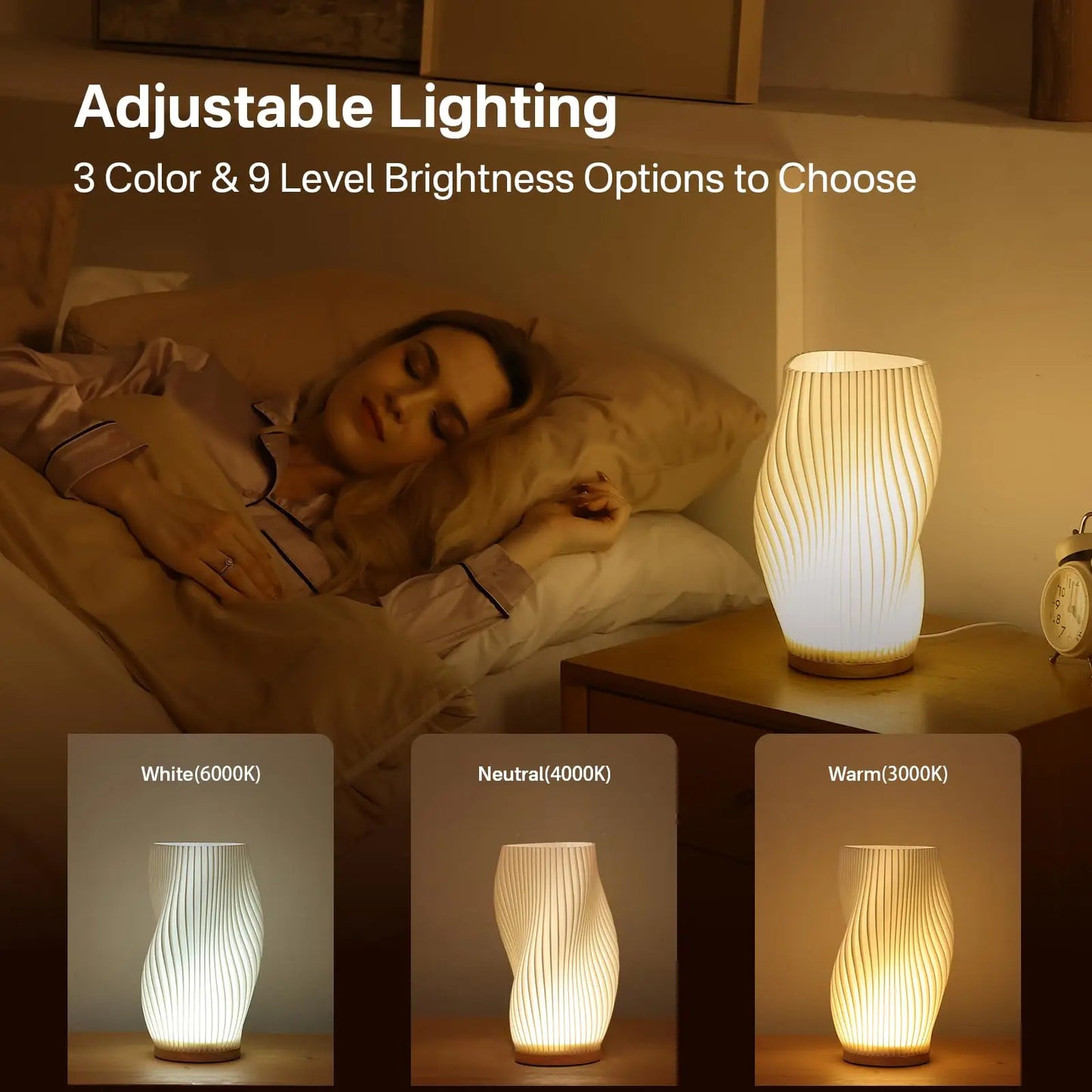 3D Desk Lamp Pleated Bedroom Bedside Lamp 3 Levels Dimmable Desk Lights LED Night Light Coffee Shop Card Seat Atmosphere Lamp