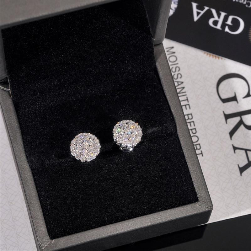 Dazzling HELLOICE Moissanite Earrings - 1.05Ct Round Cut Full Paved in 925 Sterling Silver - Perfect Jewelry Gift!