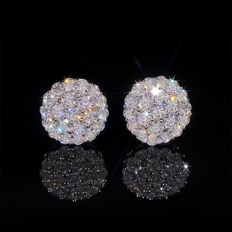 Dazzling HELLOICE Moissanite Earrings - 1.05Ct Round Cut Full Paved in 925 Sterling Silver - Perfect Jewelry Gift!