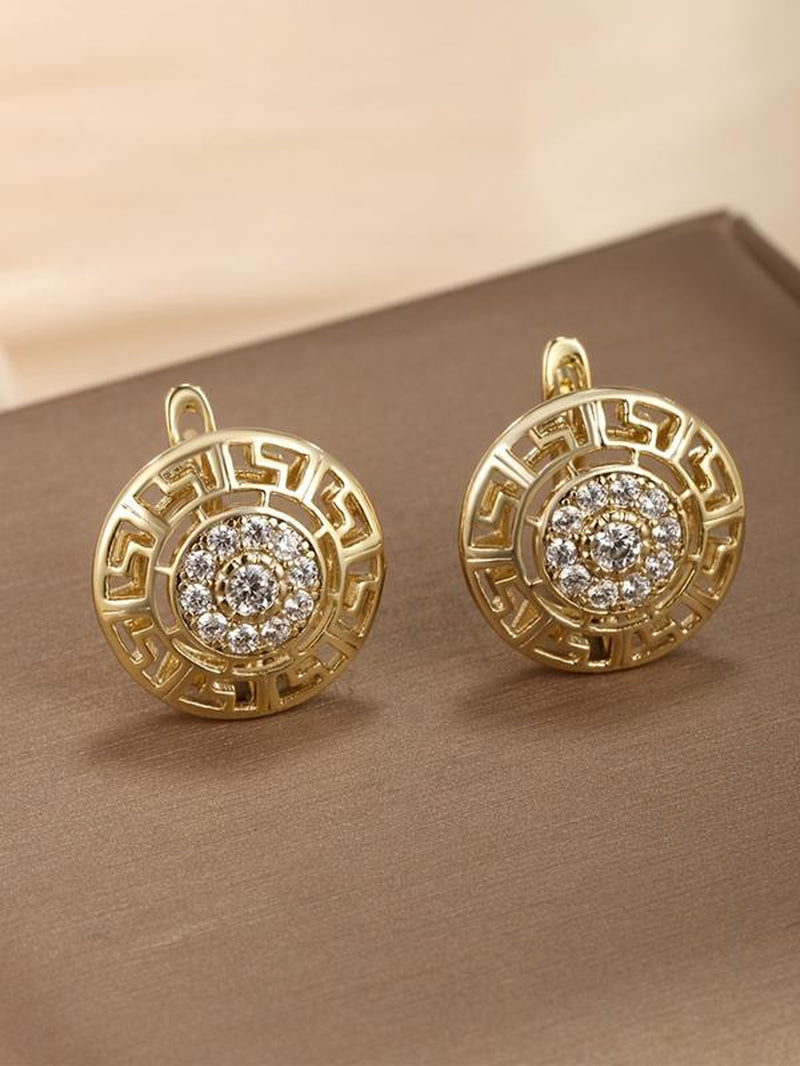 Chic Vintage Round Zirconia Earrings - Perfect for Casual Wear, Holidays & Parties - Sparkle All Year Round!