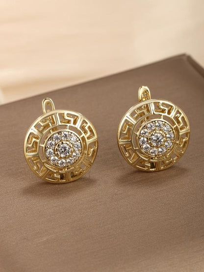 Chic Vintage Round Zirconia Earrings - Perfect for Casual Wear, Holidays & Parties - Sparkle All Year Round!