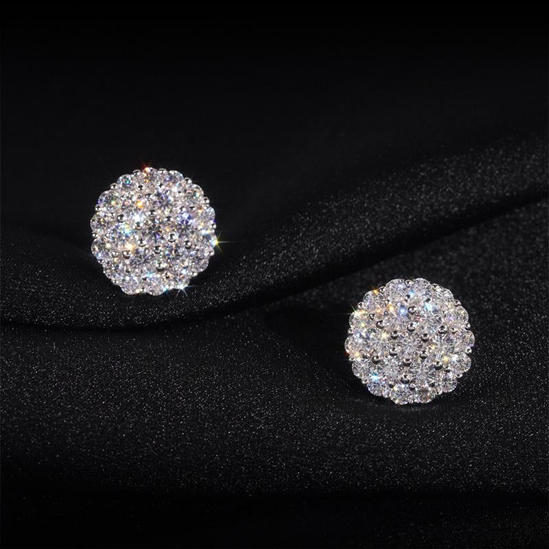 Dazzling HELLOICE Moissanite Earrings - 1.05Ct Round Cut Full Paved in 925 Sterling Silver - Perfect Jewelry Gift!
