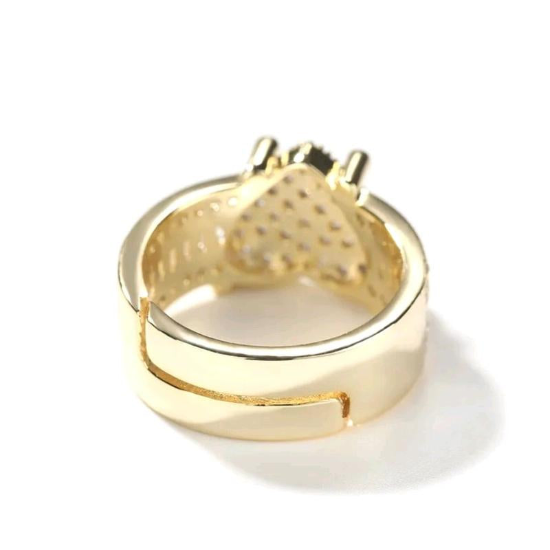 Exquisite Gold-Plated Heart Ring - Adjustable Princessa Design