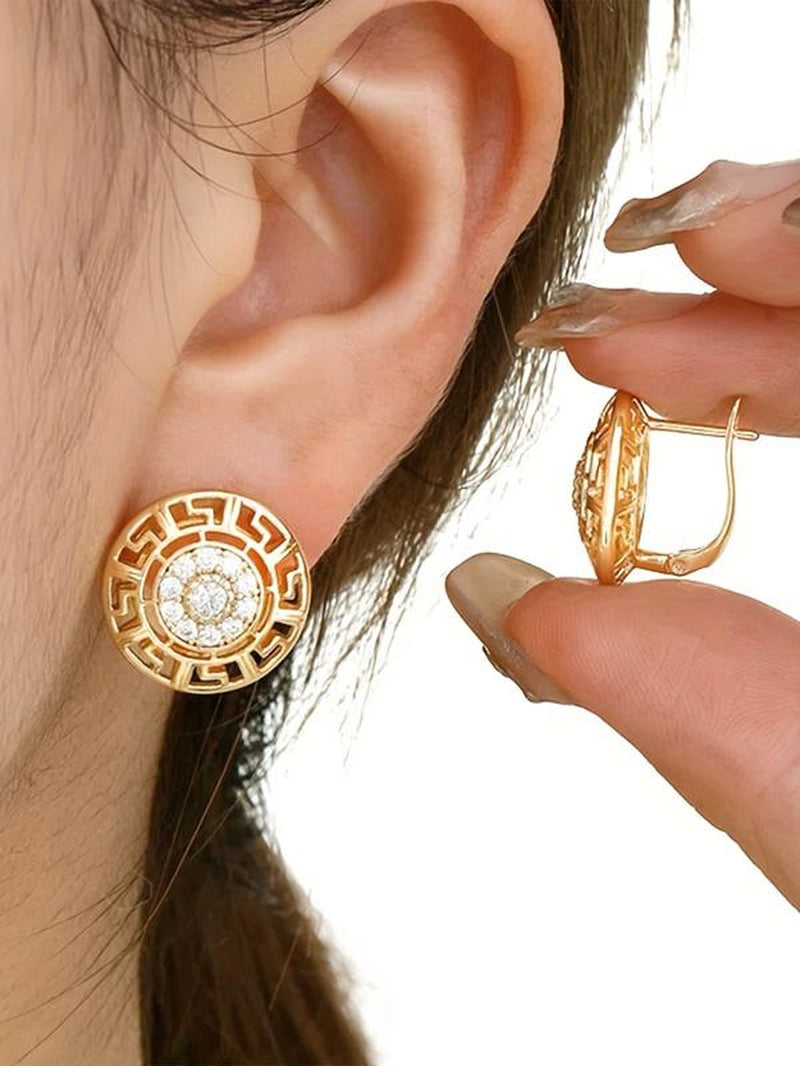 Chic Vintage Round Zirconia Earrings - Perfect for Casual Wear, Holidays & Parties - Sparkle All Year Round!